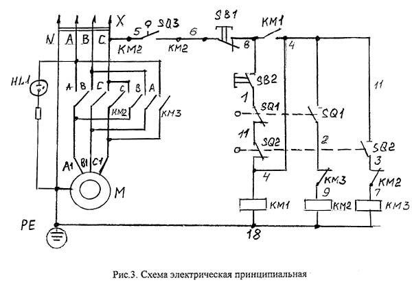 Електрична схема свердлильного верстата АС2116 на 380В